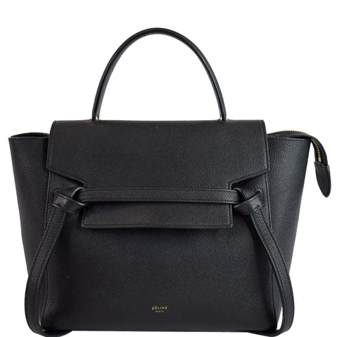 CELINE Micro Belt Grained Calfskin 2Way Shoulder Bag Black