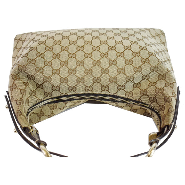 GUCCI Horsebit Medium GG Canvas Hobo Bag Beige 115867