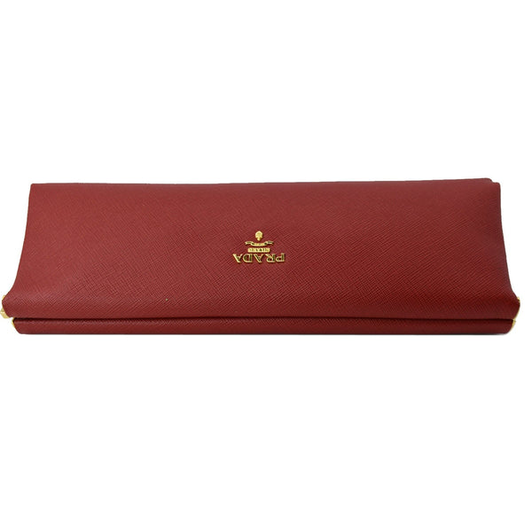 Prada East-West Frame Saffiano Leather Clutch Bag Red | DDH