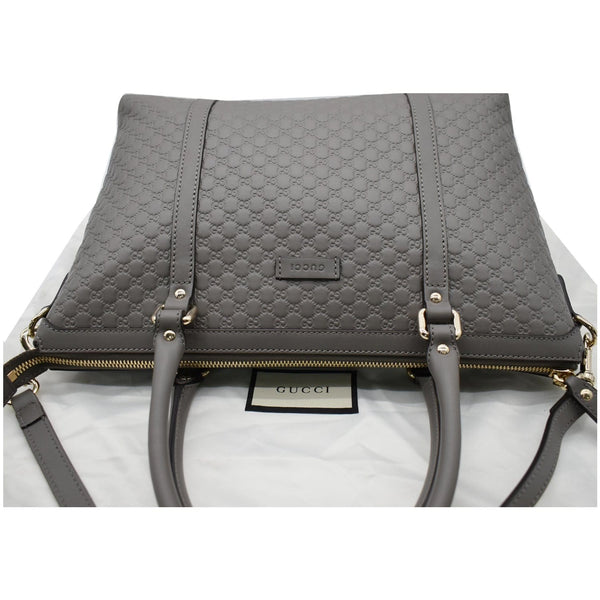 GUCCI Convertible GG Microguccissima Leather Satchel Bag Grey 449656