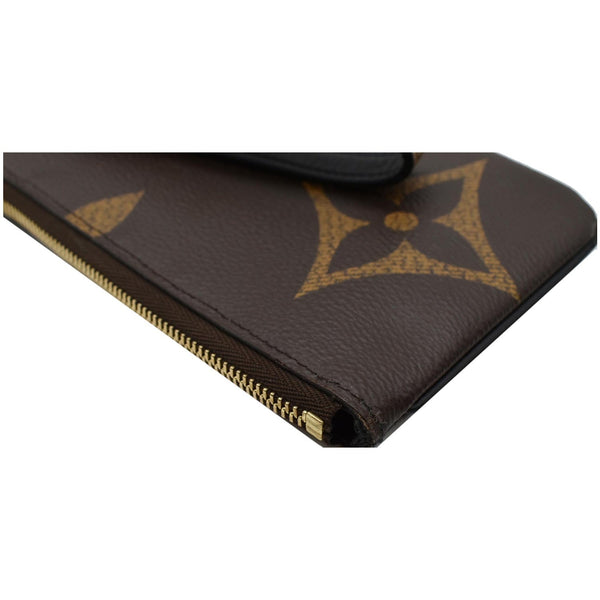 LOUIS VUITTON Trio Rectangle Giant Monogram Reverse Wristlet Pouch Brown