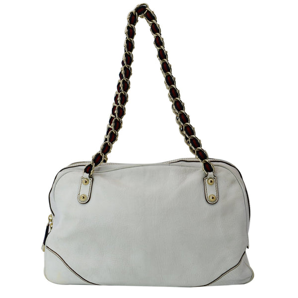 GUCCI Capri Large Leather Bowler Bag White 153013