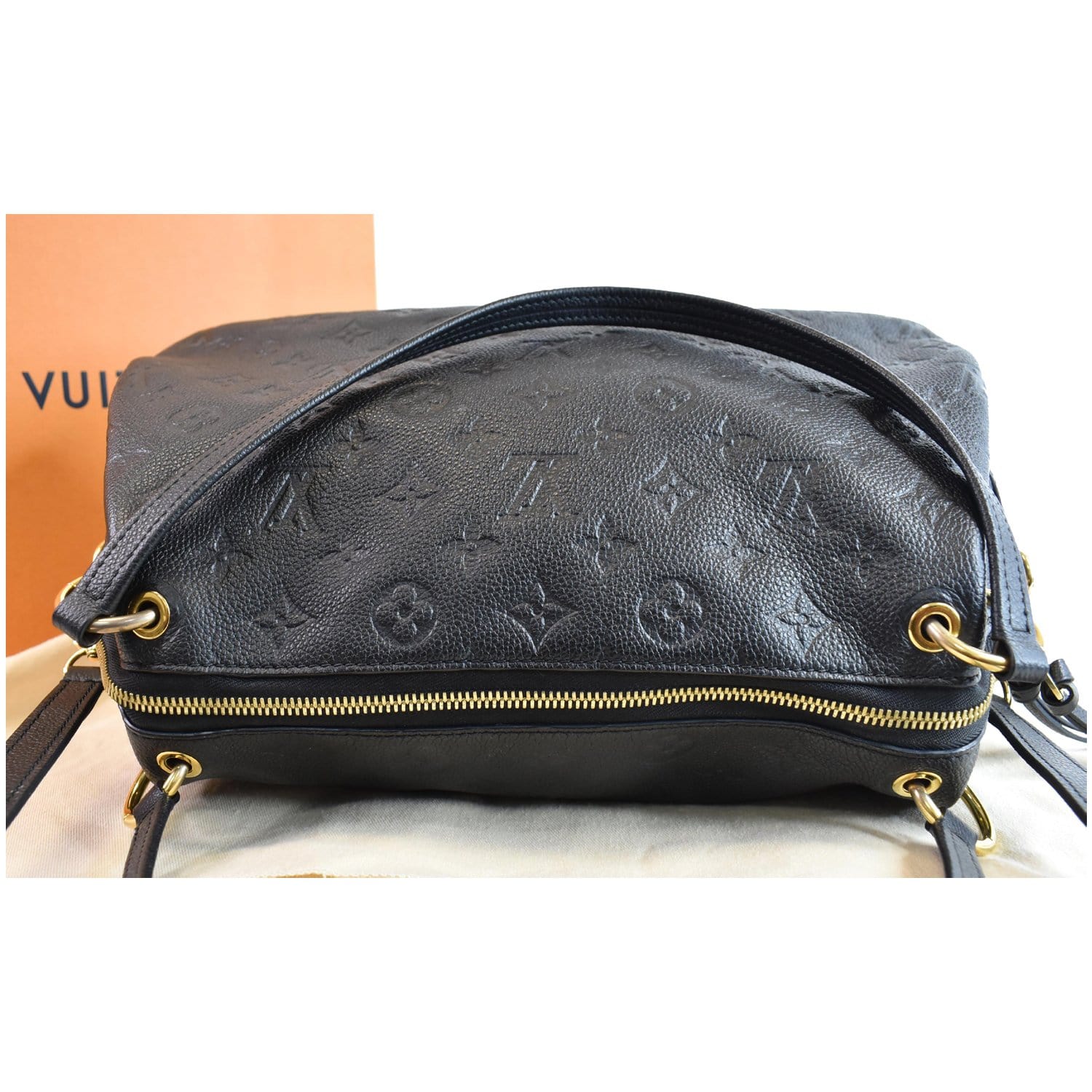 LOUIS VUITTON Ponthieu MM Monogram Empreinte Leather Shoulder Bag Blac