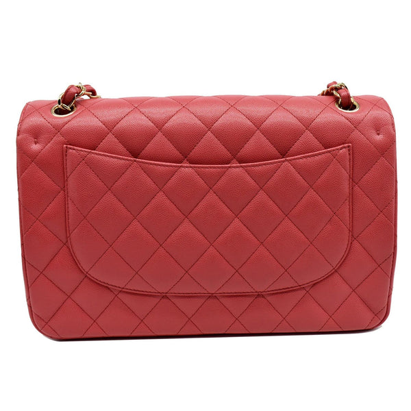 CHANEL Classic Medium Double Flap Caviar Leather Shoulder Bag Rose Pink