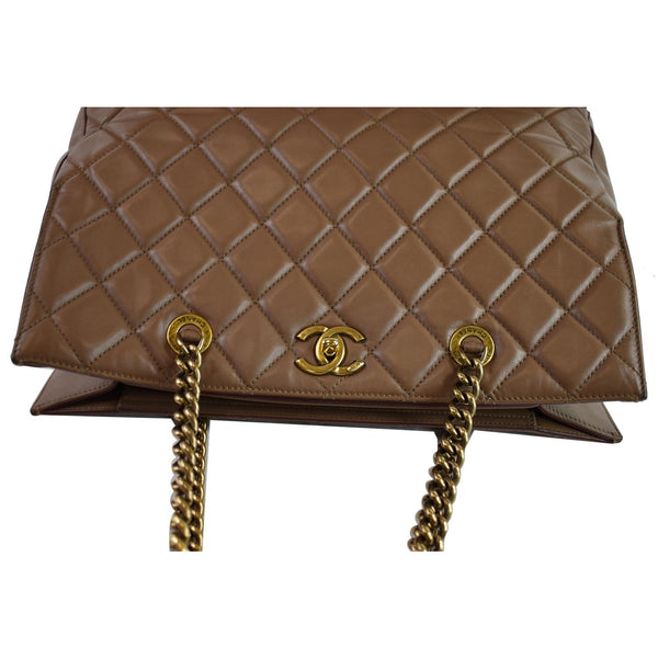CHANEL Quilted Leather Perfect Edge Shopper Tote Brown
