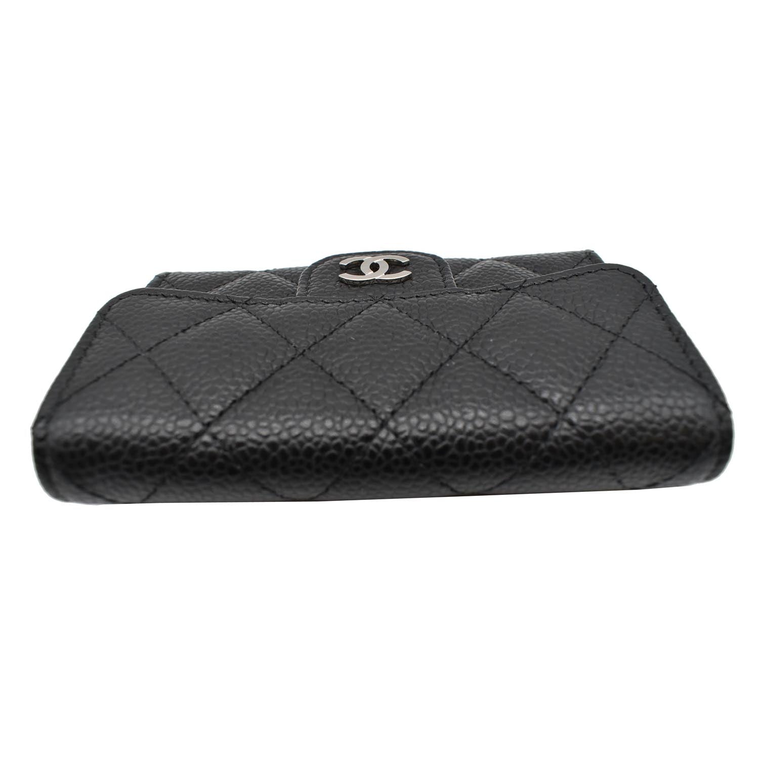 Chanel Classic Flap Card Holder: Black cavier with GHW