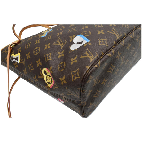 Louis Vuitton Love Lock Neverfull MM Bag - brown corner