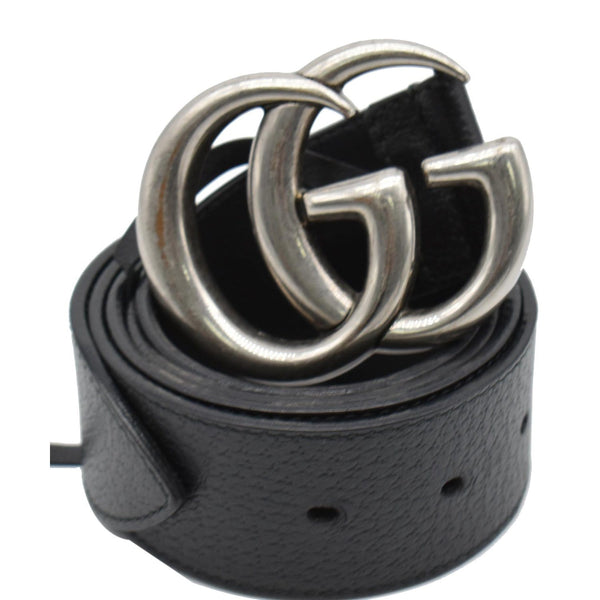 GUCCI Double G Buckle Leather Belt Black 406831 Size 90.36