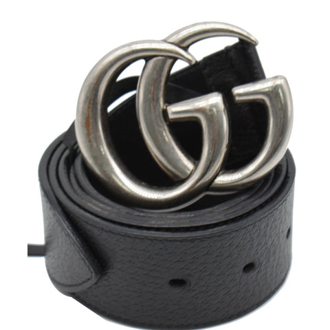 GUCCI Double G Buckle Leather Belt Black 406831 Size 90.36