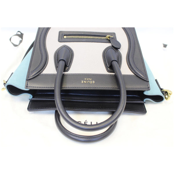 CELINE Nano Luggage Calfskin Leather and Suede Crossbody Bag Tricolor-US