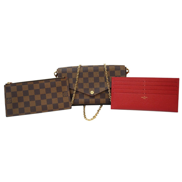LOUIS VUITTON Pochette Felicie Damier Ebene Crossbody Bag Brown