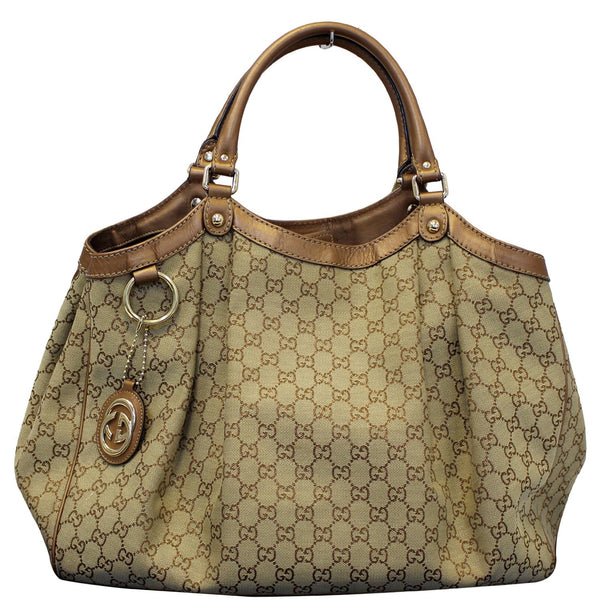 GUCCI Sukey Large GG Canvas Tote Bag Beige 211943