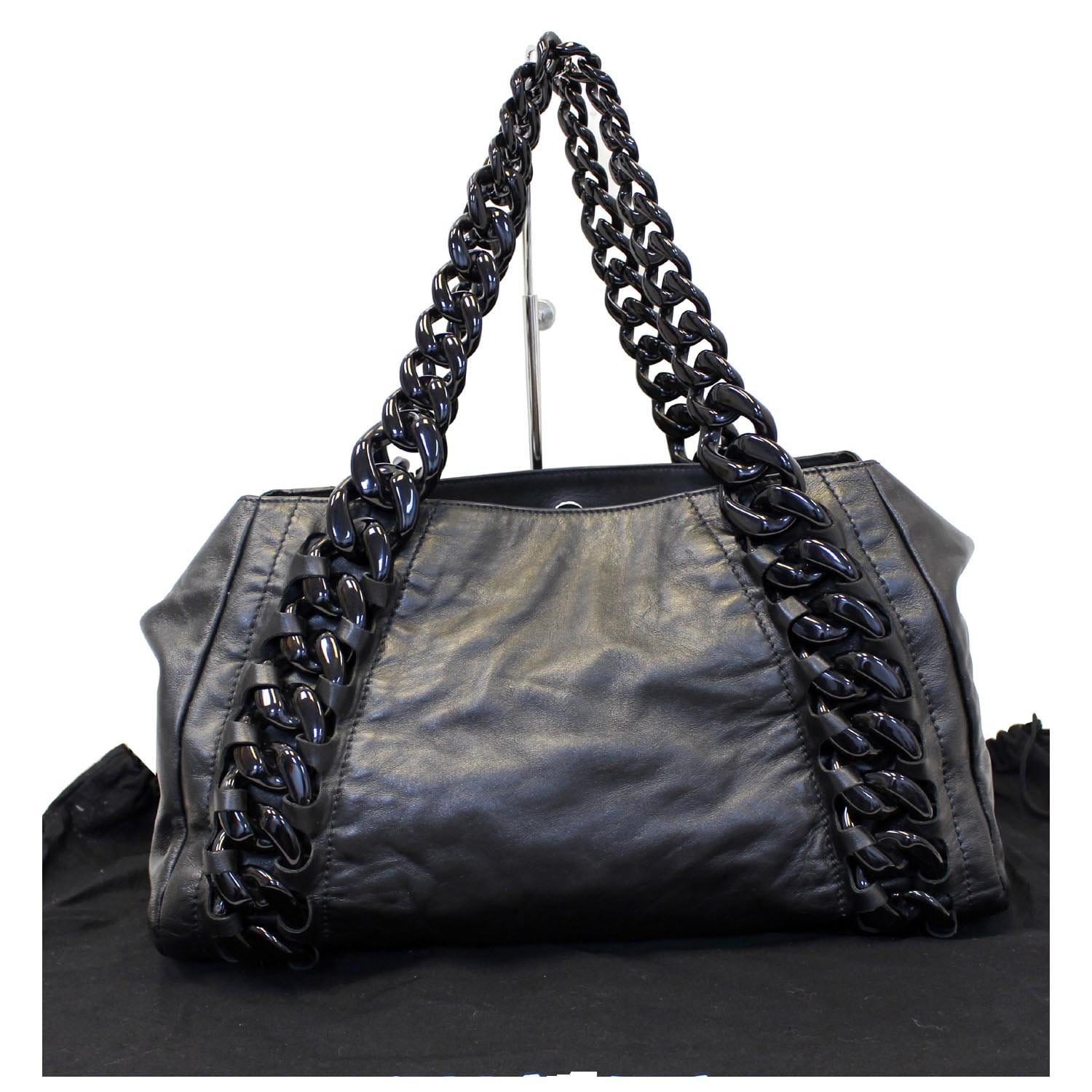 CHANEL Glazed Calfskin East West Modern Chain Tote Black 1301109