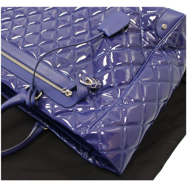 CHANEL Timeless XL Quilted Carry-on Patent Leather Tote Royal Blue