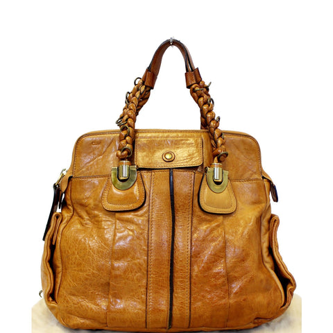 CHLOE Heloise Large Shoulder Handbag Brown Tan