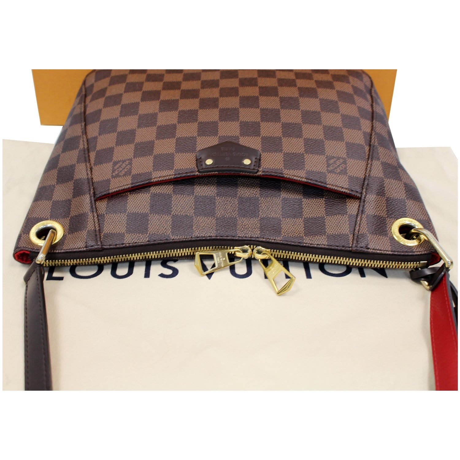 Louis+Vuitton+South+Bank+Besace+Shoulder+Bag+Brown+Canvas+Damier