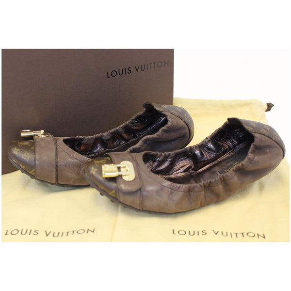 LOUIS VUITTON Lucky Ballerina Monogram Iridescent Leather Flats Brown-US