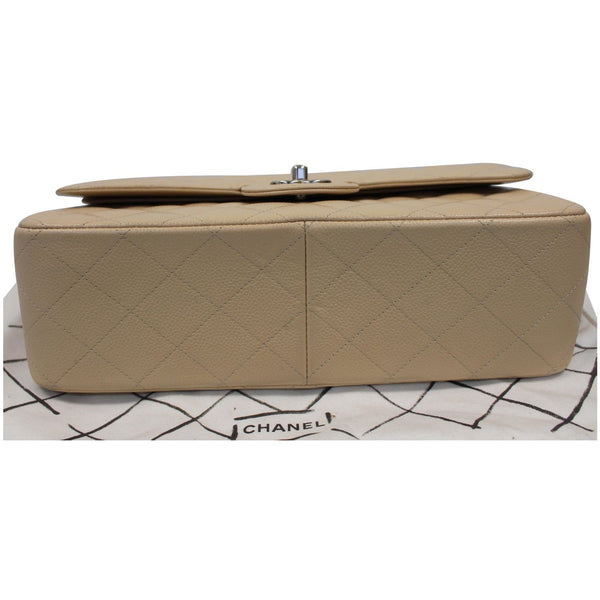 Chanel Jumbo Double Flap Caviar Leather Shoulder Bag Beige bottom 