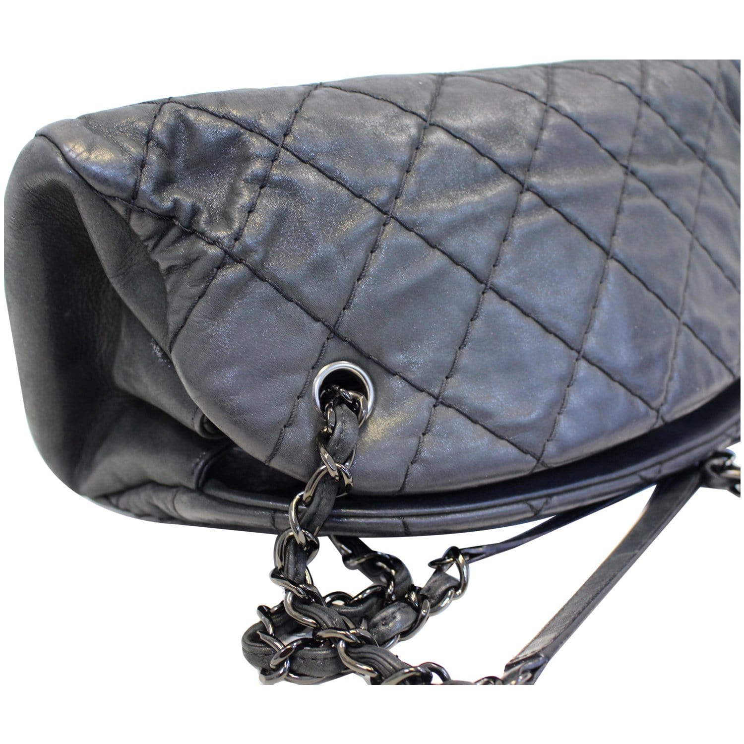 Chanel Navy Blue Quilted Leather Medium Just Mademoiselle Bowling