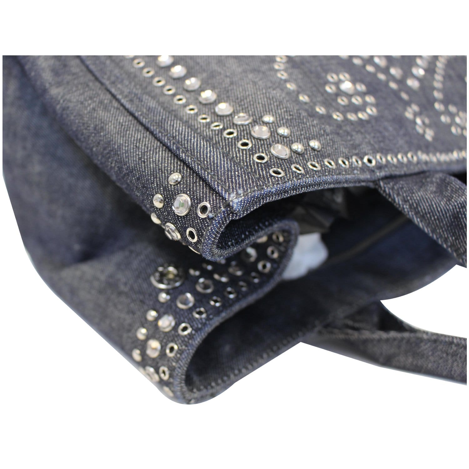 Prada Canapa Tote Bag Handbag Denim Women fur W40.5×H28×D25cm w/ guarantee  car