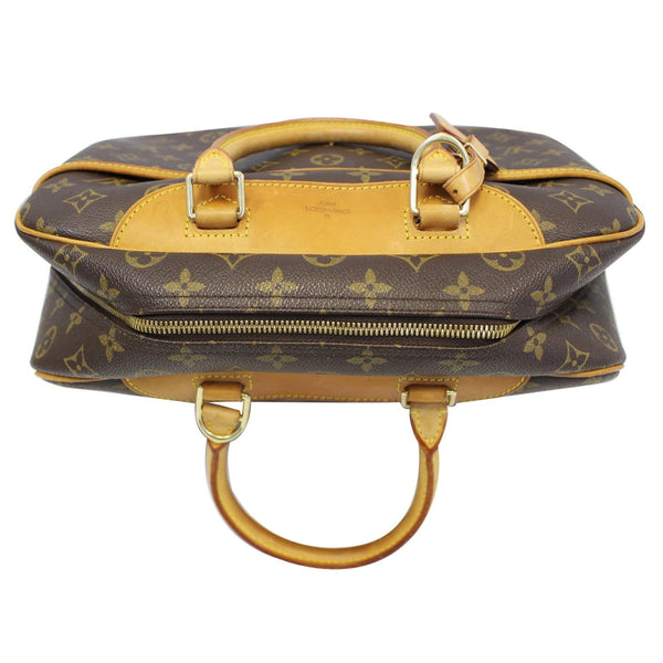 LOUIS VUITTON Deauville Monogram Canvas Boston Satchel Bag Brown