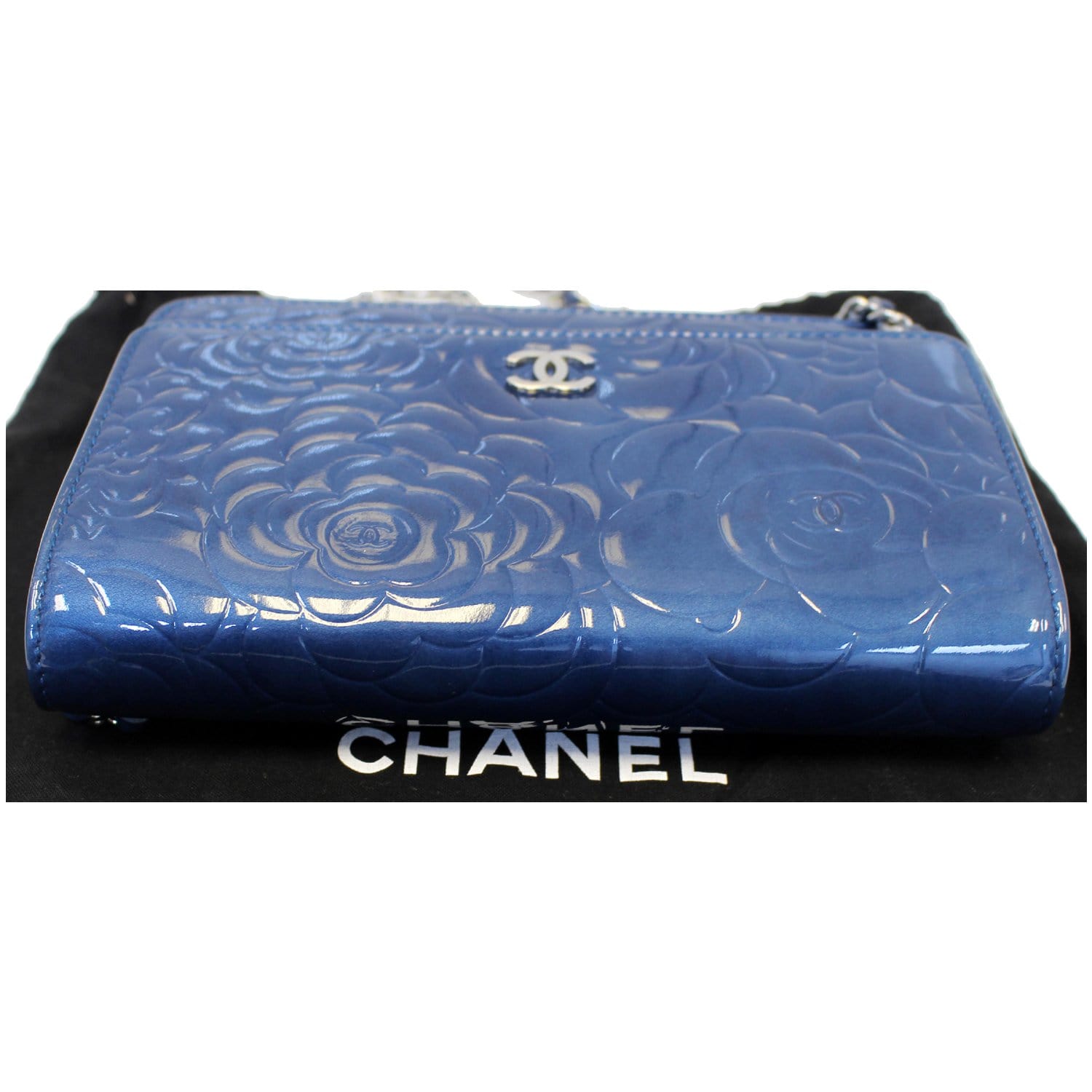 Chanel Wallet on Chain Camellia Patent Leather WOC Blue