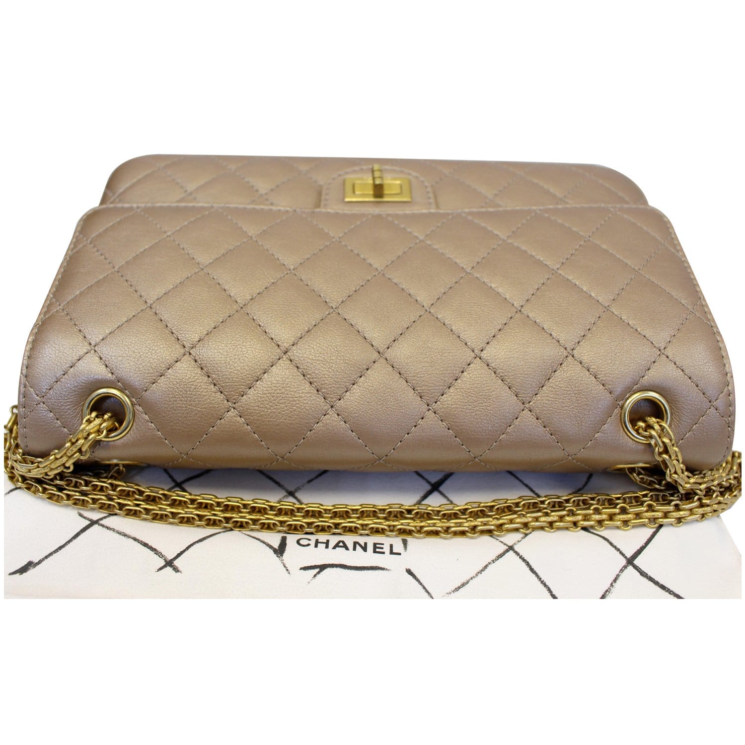 Mademoiselle Chanel Bronze medium 2.55 metal hardware double flap Leather  ref.985285 - Joli Closet