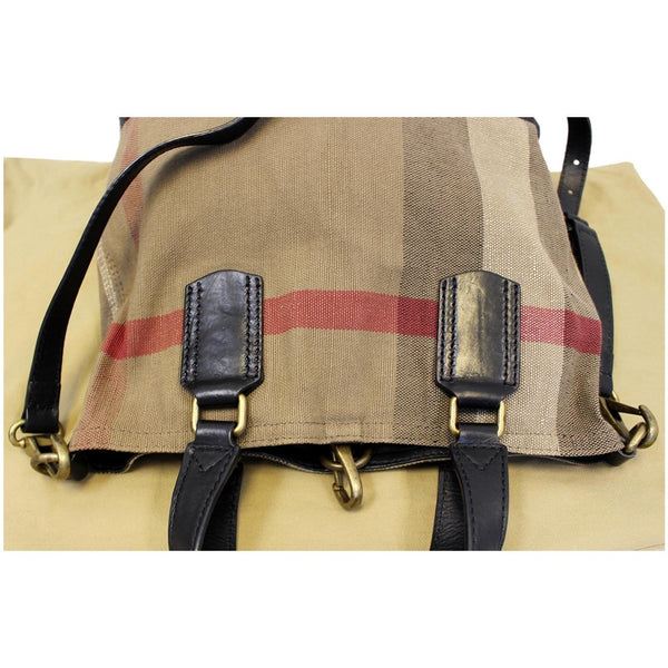 BURBERRY Susanna Medium Leather Canvas Check Shoulder Bag Brown