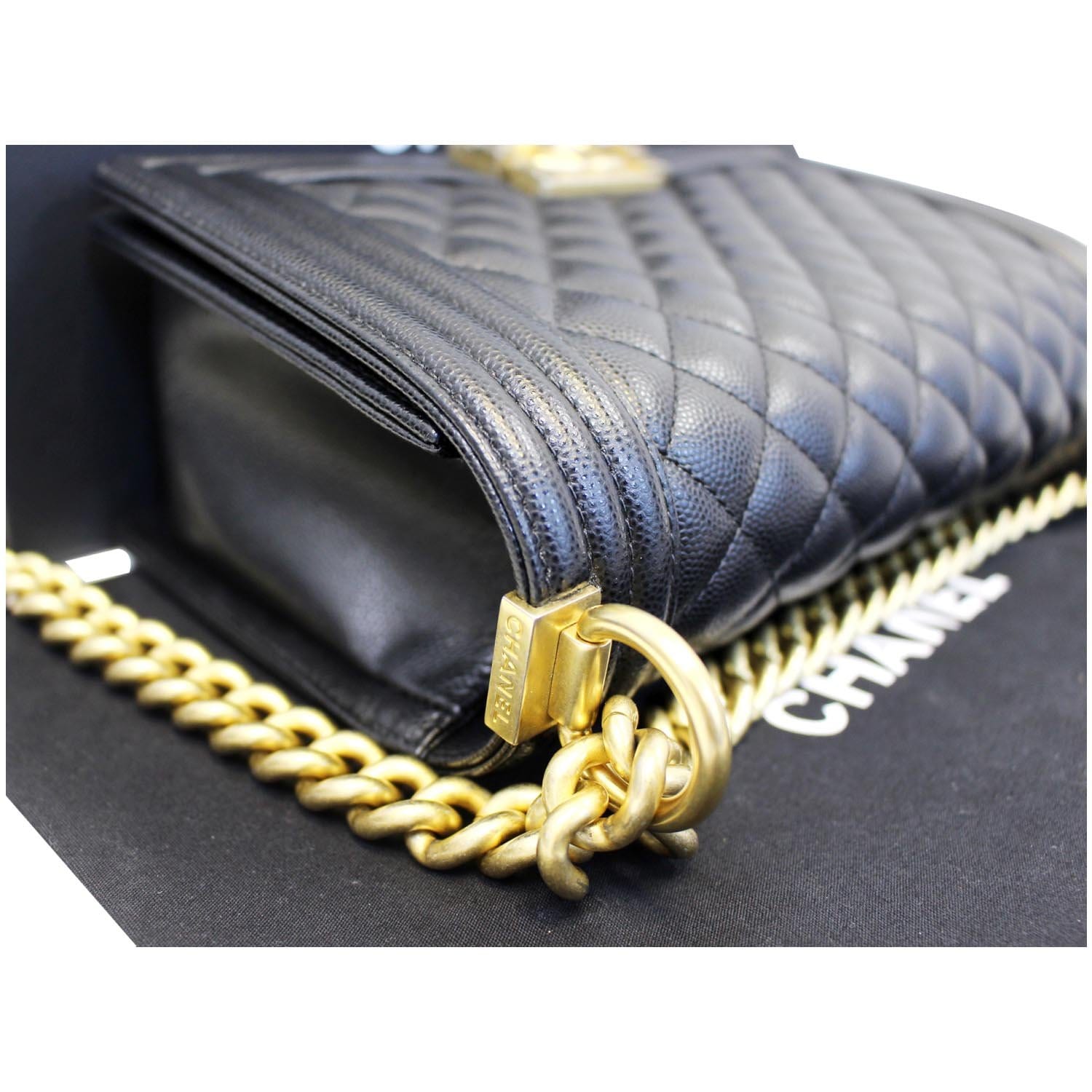 Chanel Large Boy Zip Pouch Blue Black Pre Owned – Debsluxurycloset