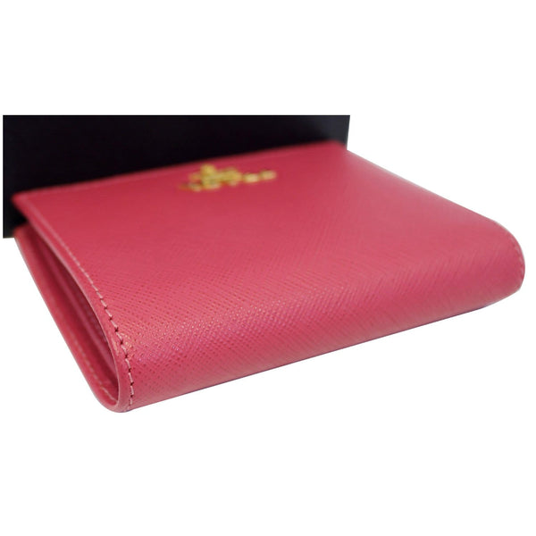 Prada Saffiano Wallet | Bifold Card Wallet Red - View with box