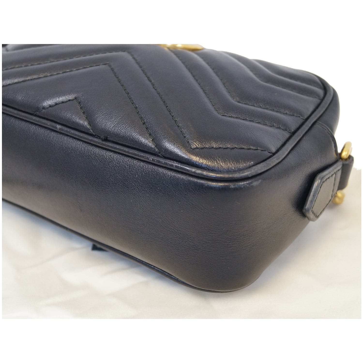GUCCI GG Marmont Matelasse Mini Leather Crossbody Bag Black 448065-US