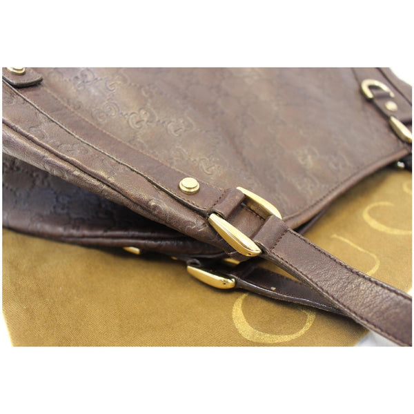 GUCCI Abbey Medium Leather Tote Shoulder Bag Dark Brown-US