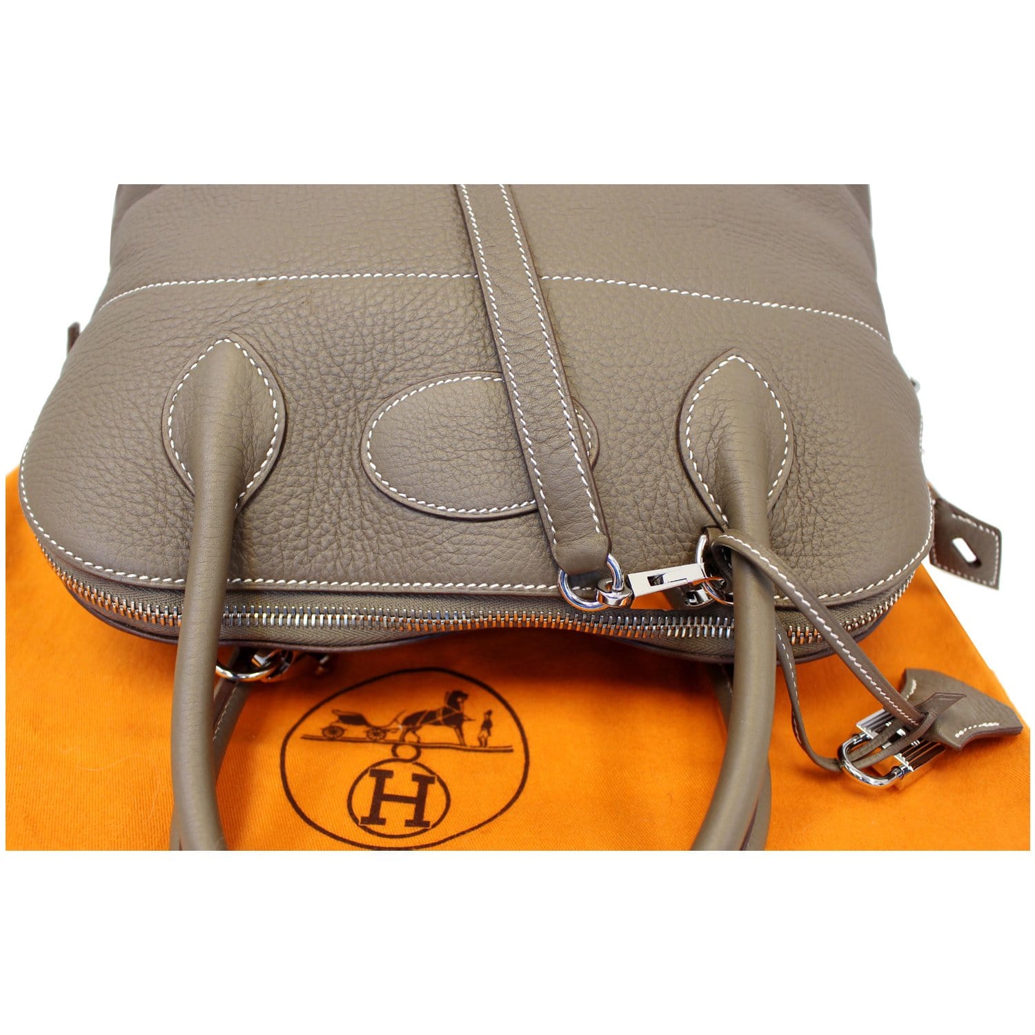 HERMES Bolide 31 Taurillon Clemence Leather Shoulder Bag Etoupe-US
