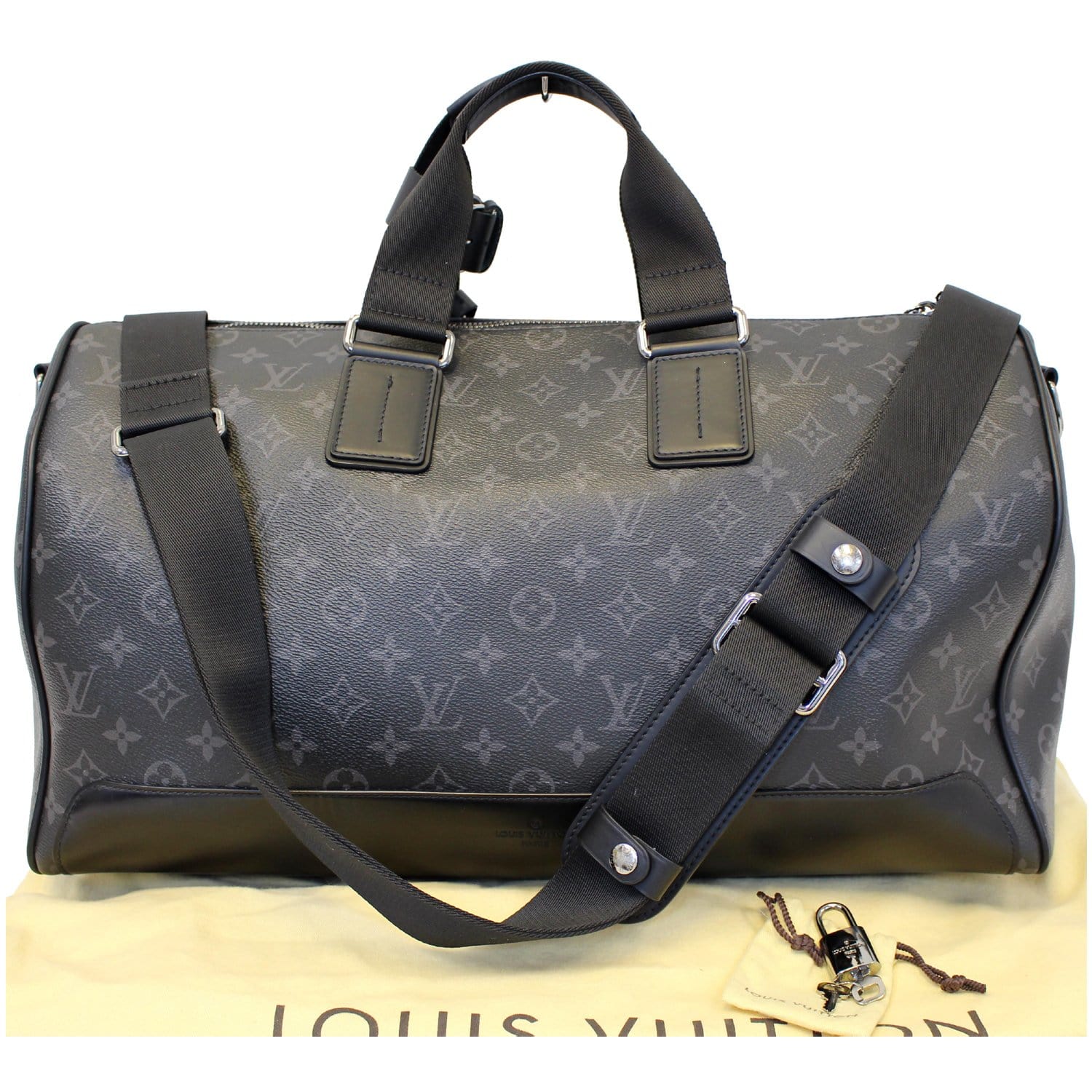 Keepall cloth travel bag Louis Vuitton Black in Cloth - 29758820