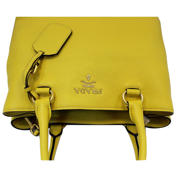 Prada Vitello Phenix Leather Tote Bag Yellow For Women full view