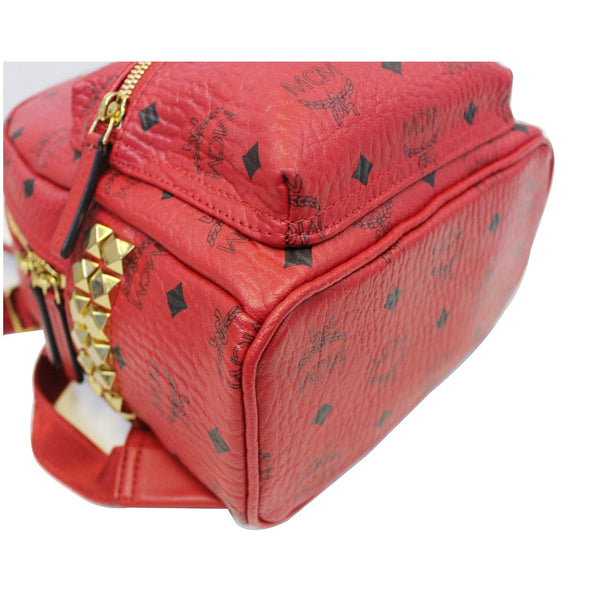 MCM Mini Stark Side Stud Backpack Bag Red - corner view