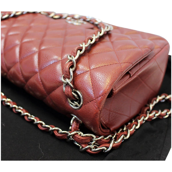 Chanel Jumbo Double Flap Shoulder Bag Caviar Quilted Red with chain 