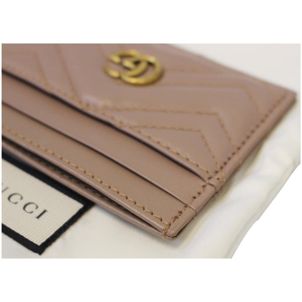 GUCCI GG Marmont Leather Card Case Taupe 443127-US