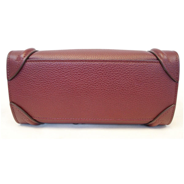 CELINE Nano Luggage Calfskin Leather Shoulder Bag Light Burgundy
