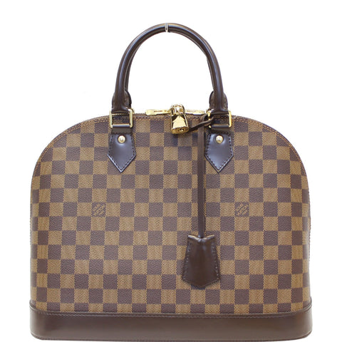 LOUIS VUITTON Alma MM Damier Ebene Satchel Bag Brown