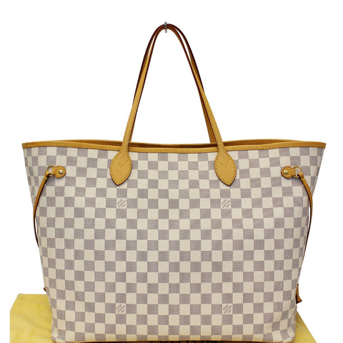 LOUIS VUITTON Neverfull GM Damier Azur Tote Shoulder Bag Rose Ballerine