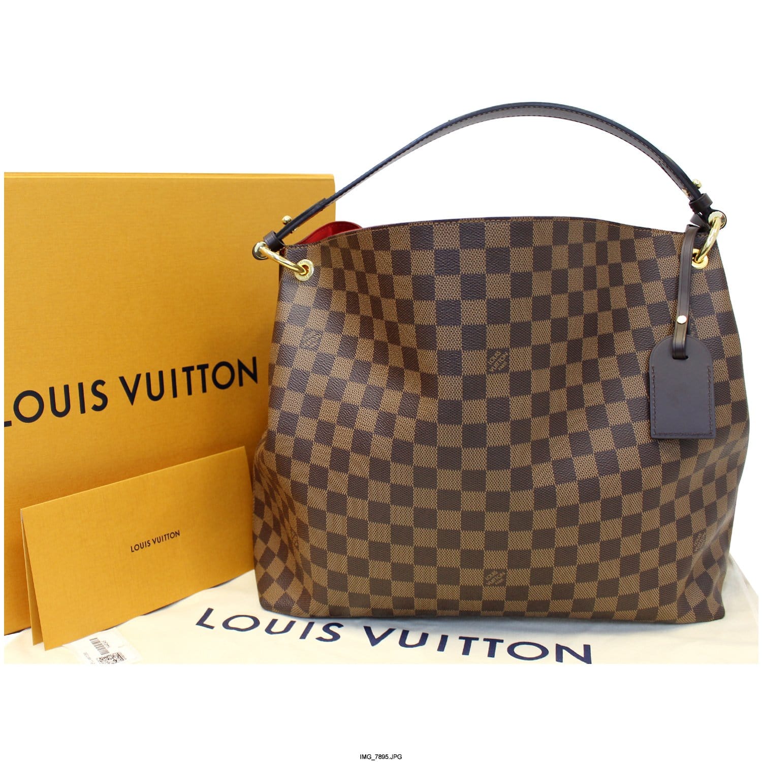 Authentic Louis Vuitton Damier Ebene Graceful MM Hobo Bag N44045