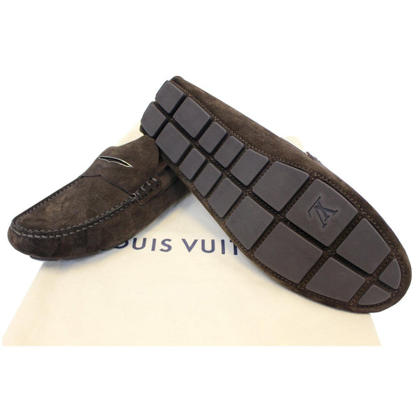 Logo LV Moccasin Embossed Suede Leather Brown