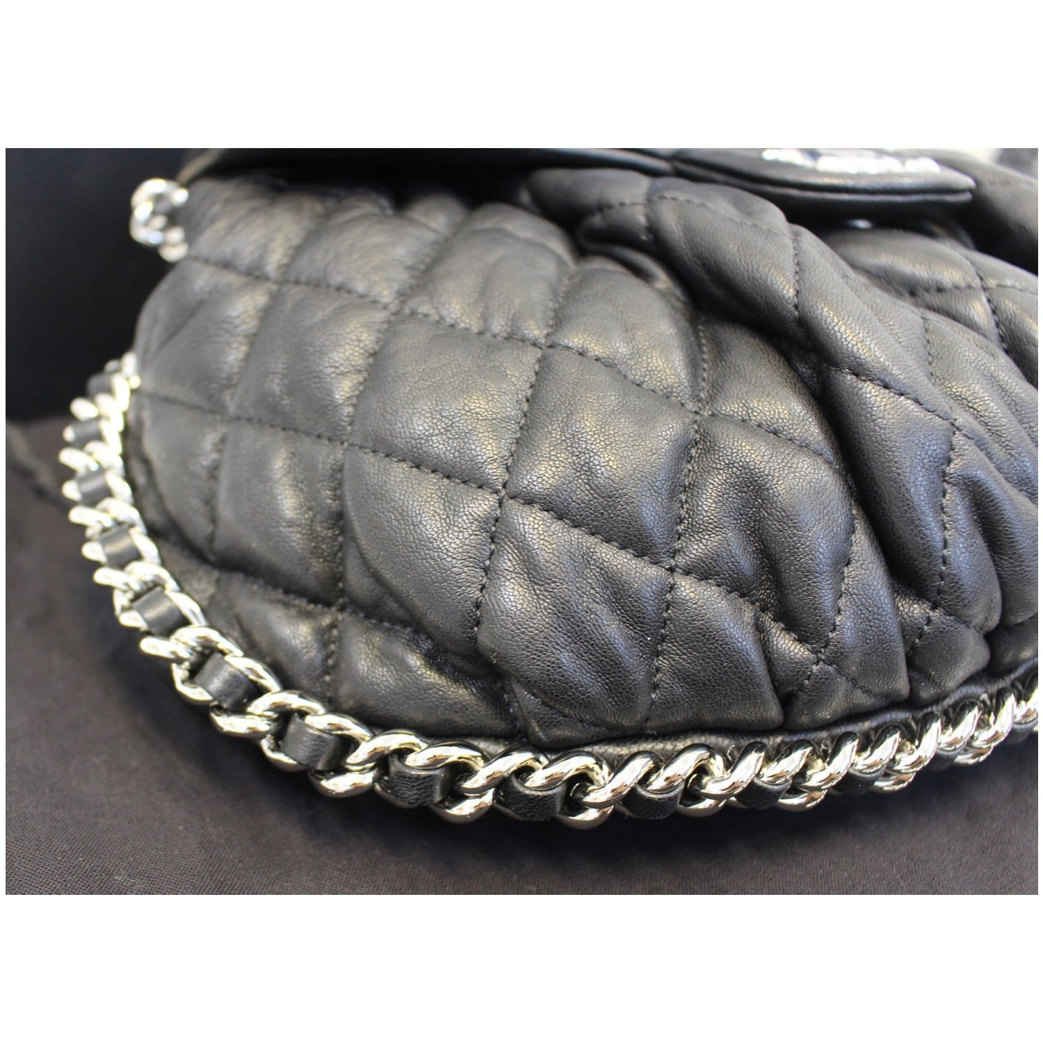 CHANEL, Bags, Chanel Flap Medium Chain Around Black Silver Chain