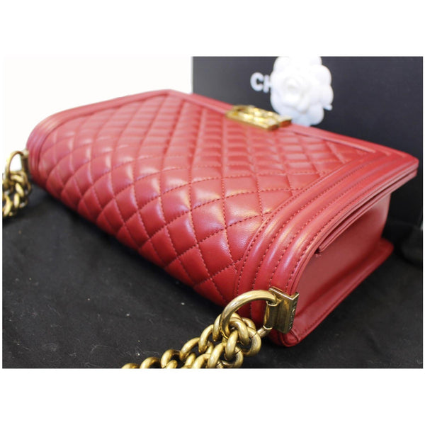 CHANEL Medium Boy Flap Lambskin Leather Shoulder Bag Red-US