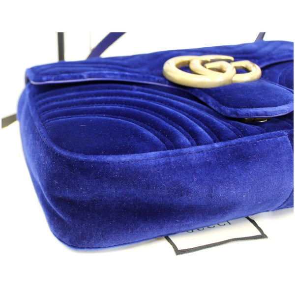GUCCI GG Marmont Velvet Medium Shoulder Bag Blue 443496-US