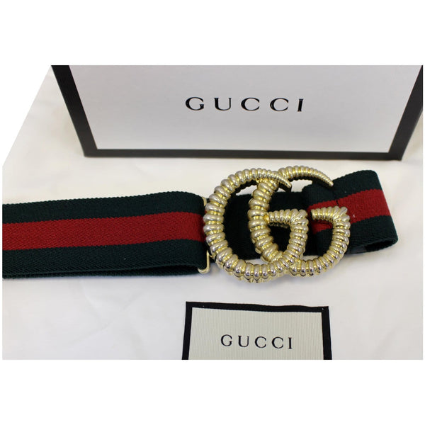 GUCCI Web Elastic with Torchon Double G Buckle Belt 524101