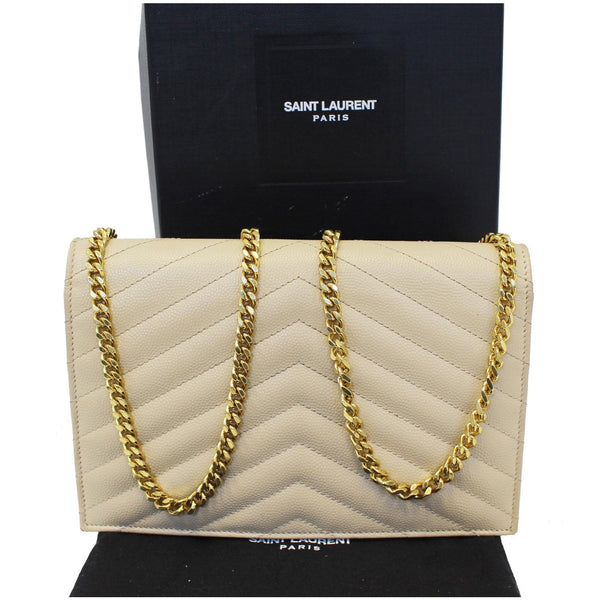 SAINT LAURENT Grain De Poudre Monogram Chain Wallet Powder-US