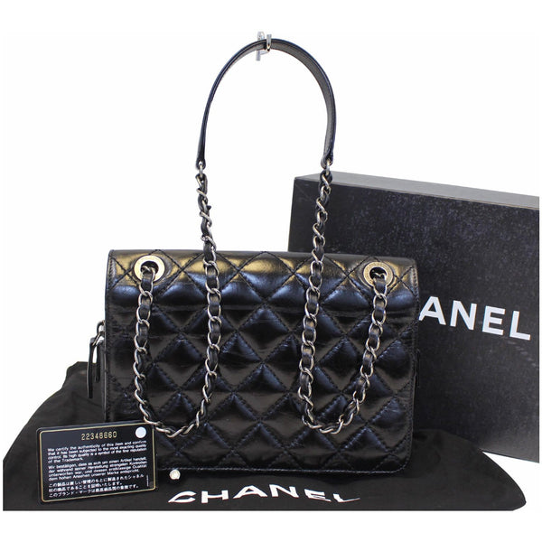 Chanel Flap CC Quilted Leather Crossbody Bag Black - strap