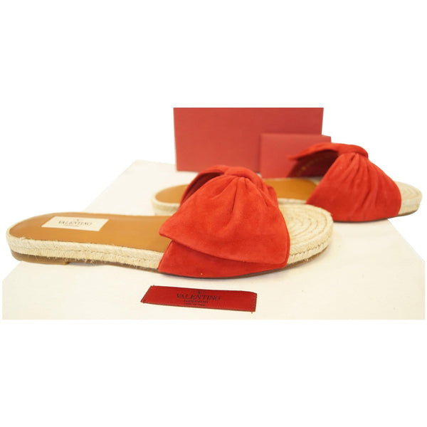 Valentino Slide Sandal Tropical Bow Espadrille Red for sale